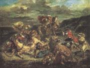 Eugene Delacroix The Lion Hunt (mk45) oil on canvas